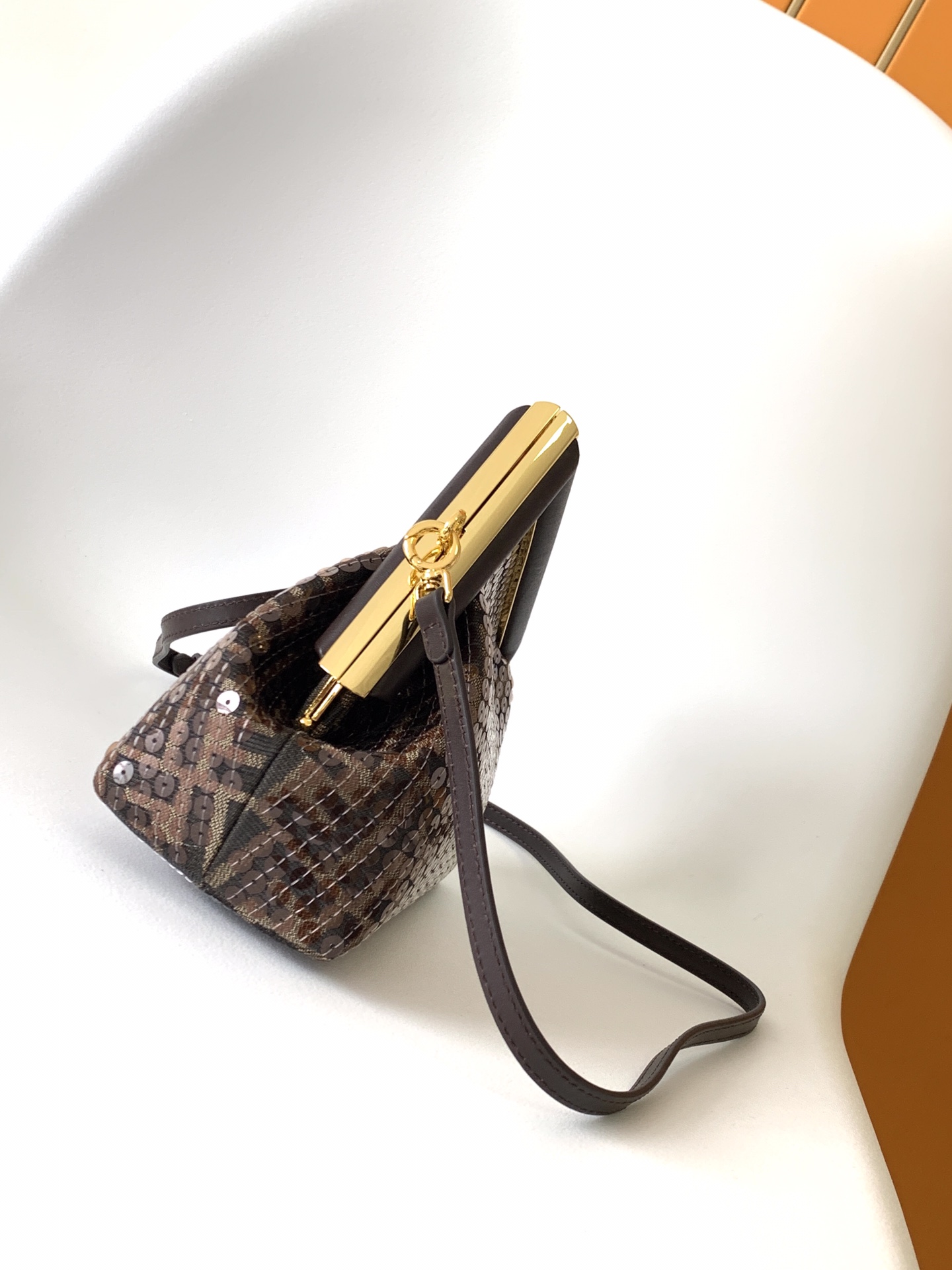 Fendi Small First FF Jacquard Fabric Shoulder Bag Brown